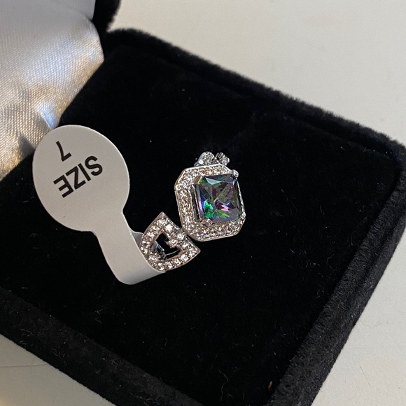 925 Sterling Silver Mystic Rainbow Diamond Ring - Picture 2 of 13